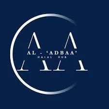 Logo with the letters 'AA' and text 'Al-Adbaa Halal Hub' on a dark blue background, featuring a circular design element.