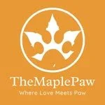 Logo for The Maple Paw with a stylized paw print and the text ‘Where Love Meets Paw’ on an orange background.