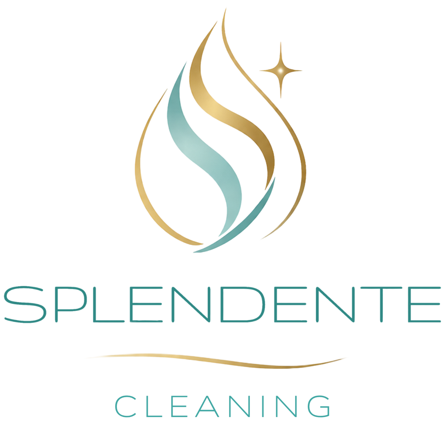 Logo mit stilisiertem Flammen-Design, der Text 'SPLENDENTENT' darunter in moderner Schrift, goldene, blaue und rosa Farbakzente