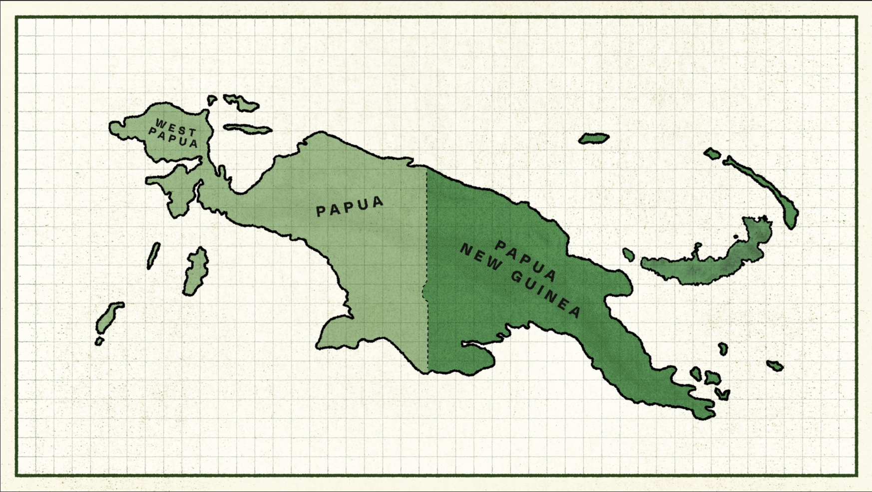 Graphic image showing Papua and Papua New Guinea