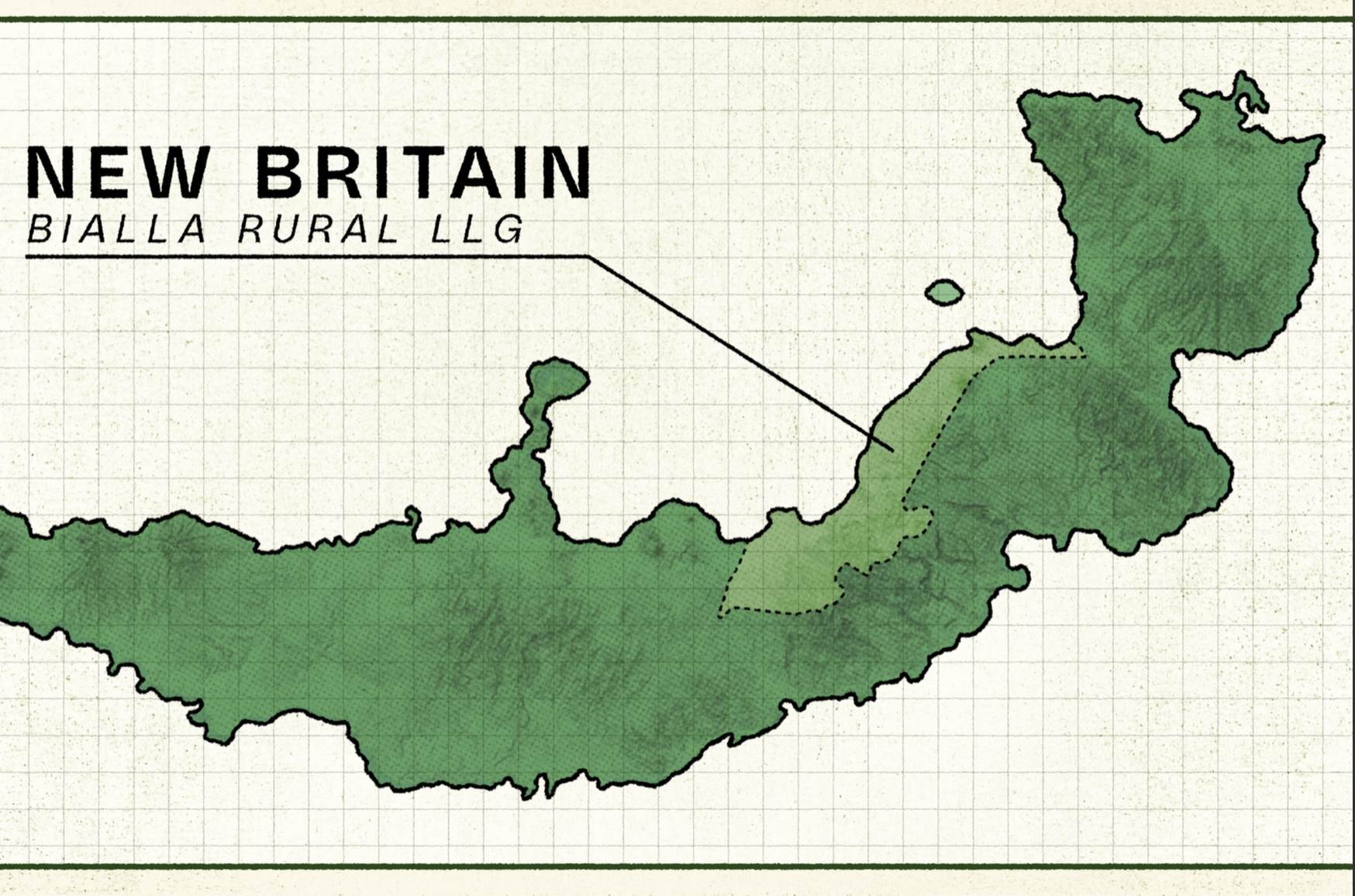 Graphic of Bialla region, New Britain, Papua New Guinea