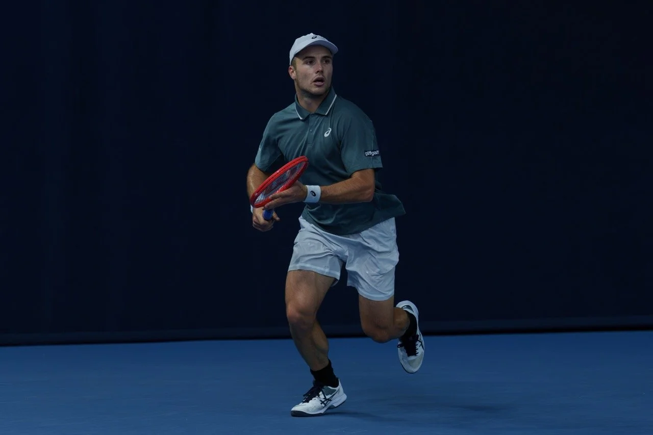 Arthur Fery playing tennis for Great Britain at the Davis Cup.