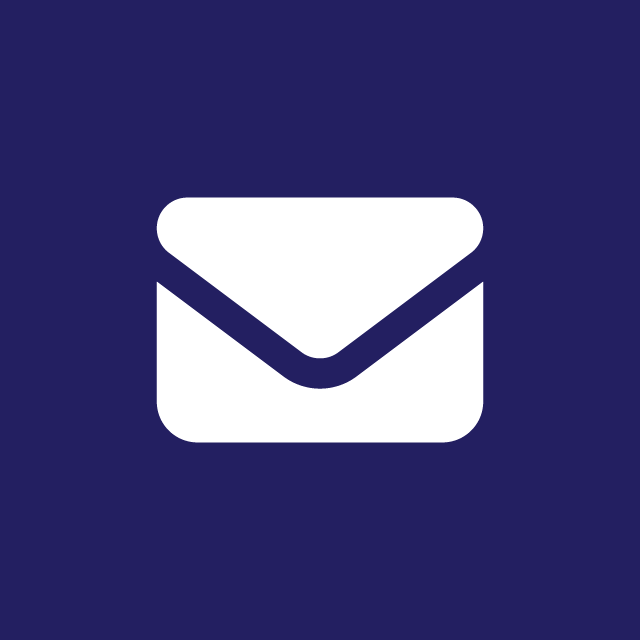 Icon of an envelope on a dark blue background, representing email or messaging.
