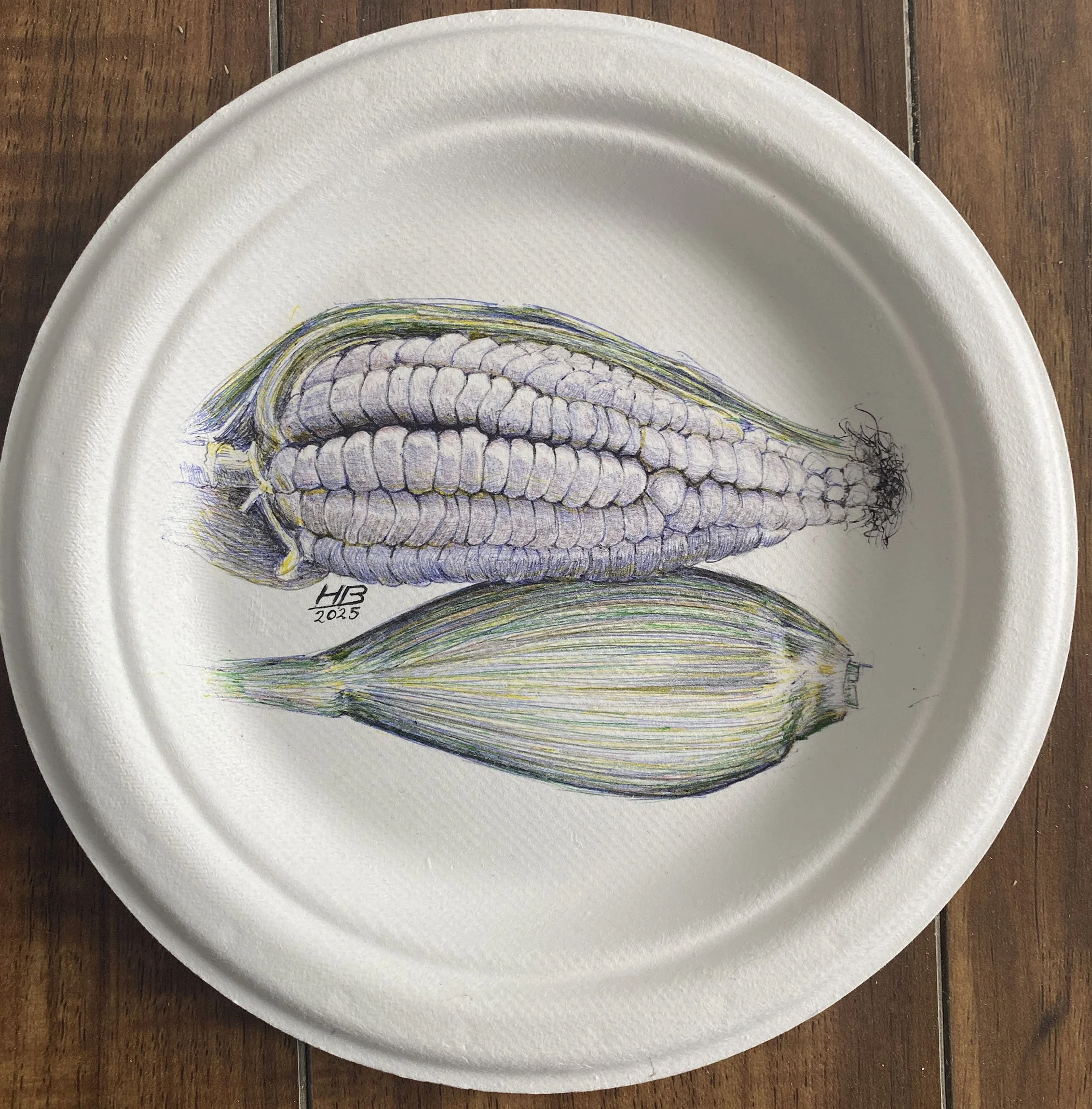 Drawing (untitled),2025. Pen on a disposable paper plate -18x18cm(7x7in) 
