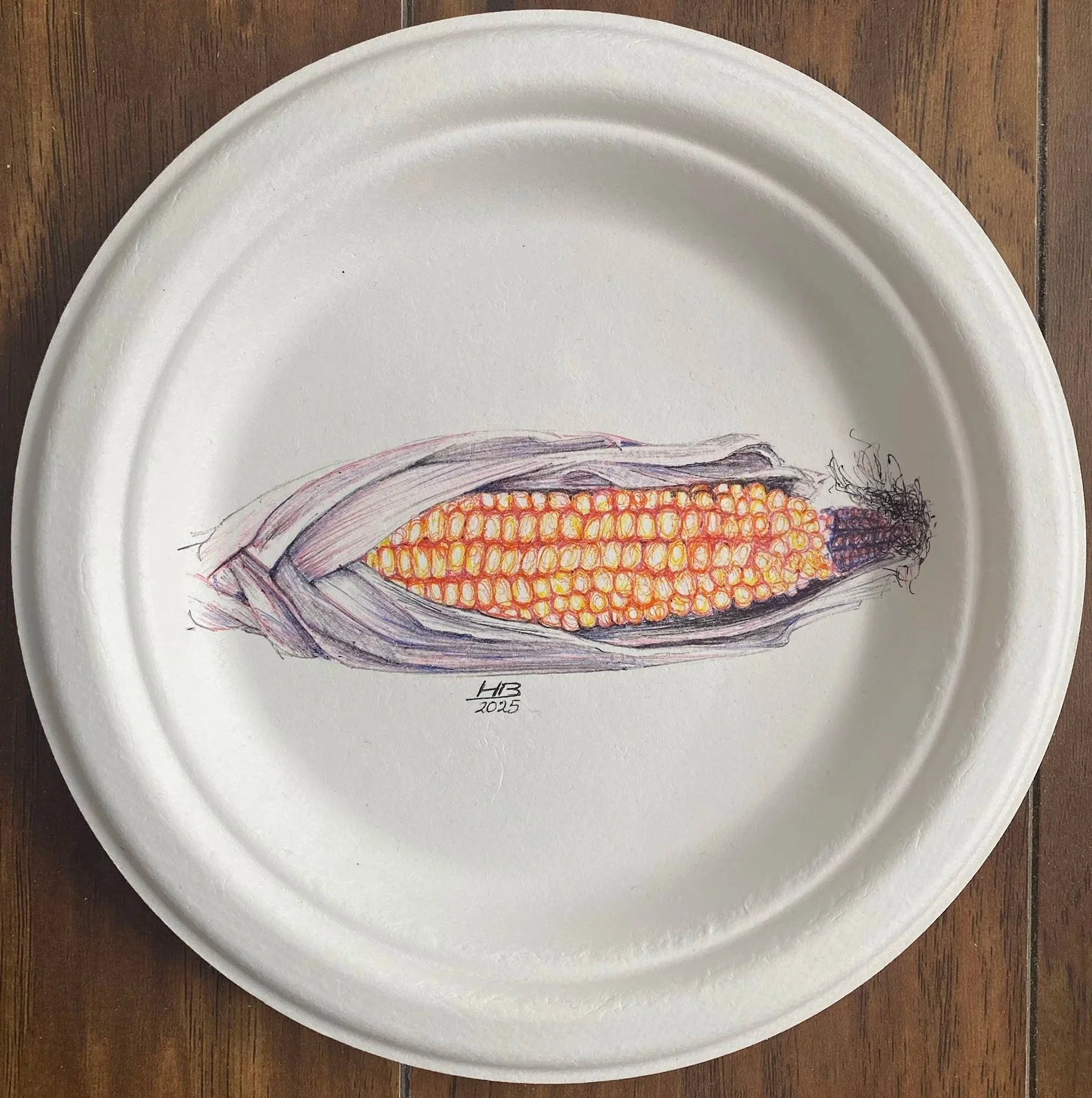 Drawing (untitled),2025. Pen on a disposable paper plate -18x18cm(7x7in) 
