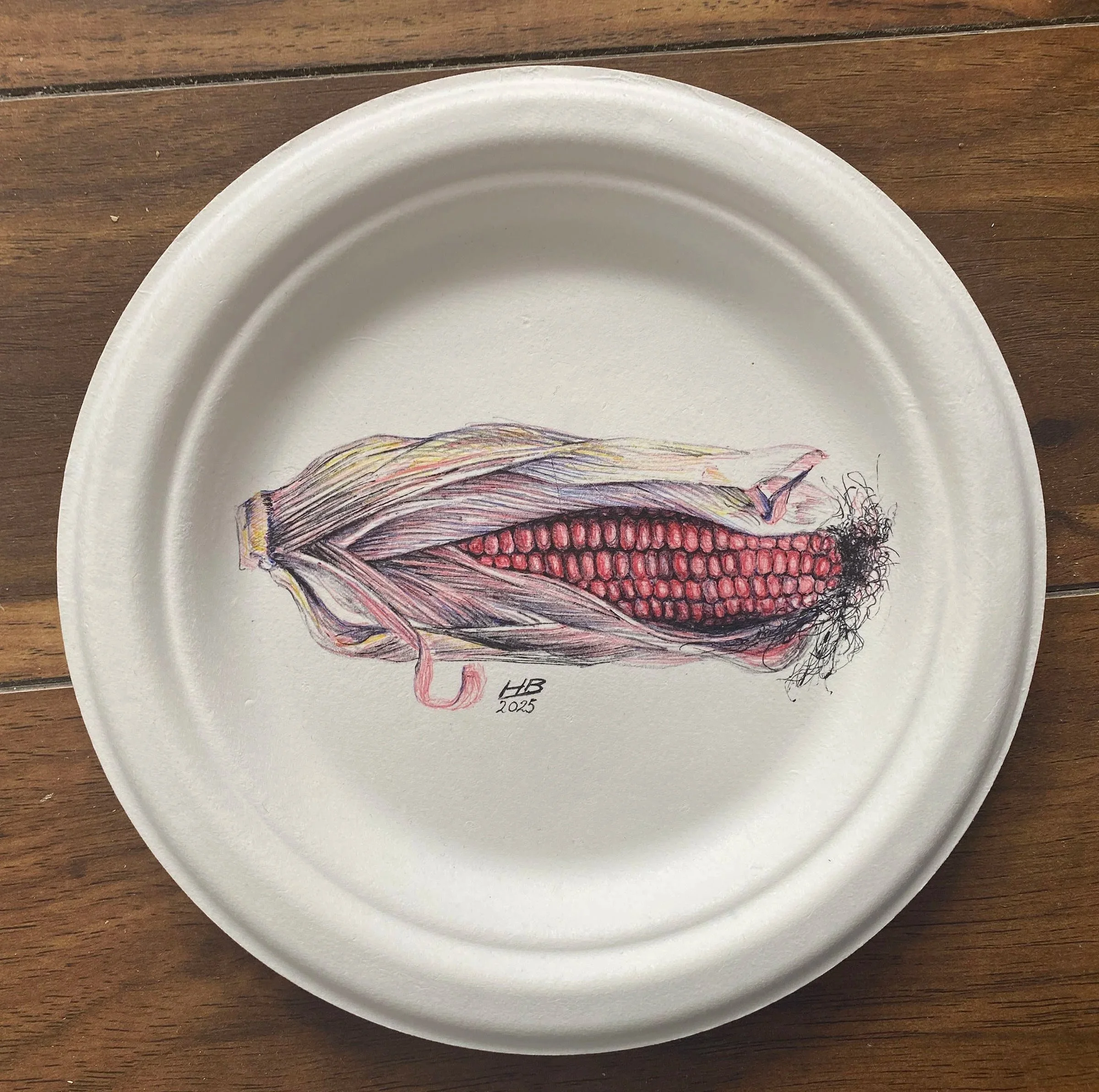 Drawing (untitled),2025. Pen on a disposable paper plate -18x18cm(7x7in) 