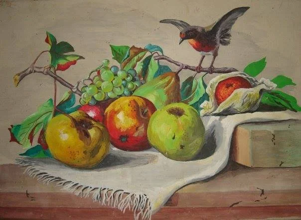 Still life (Copied from photo) tempera on canvas.80x100cm(31x39in)