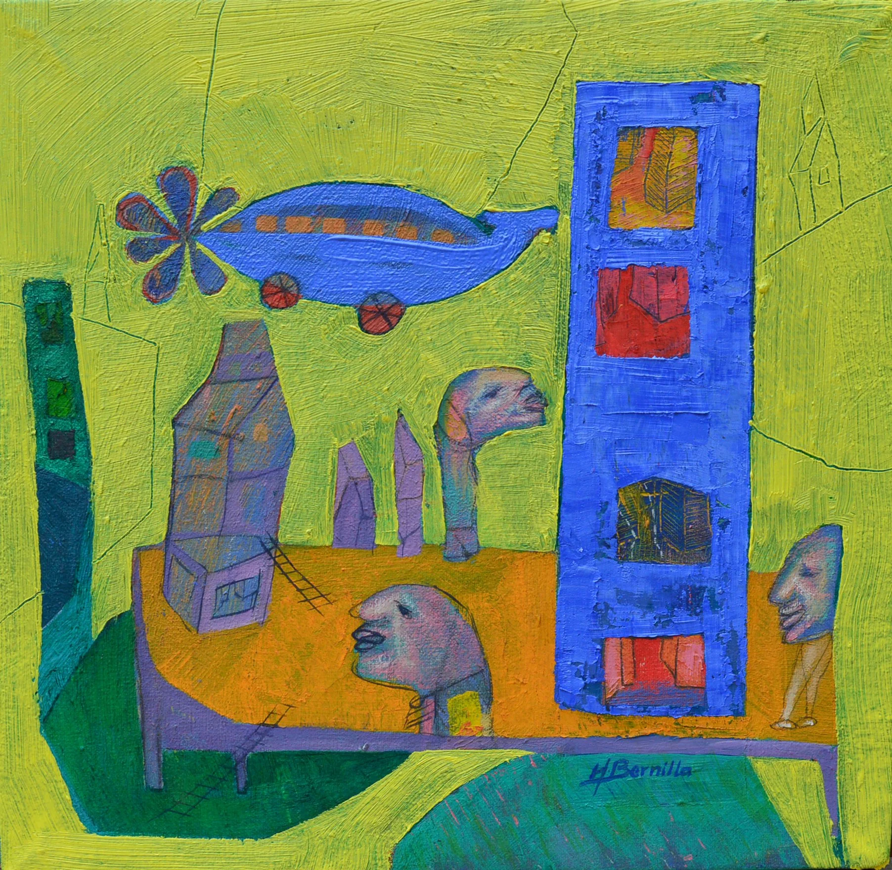 Blue Block , oil on canvas- 20cm x 20cm 