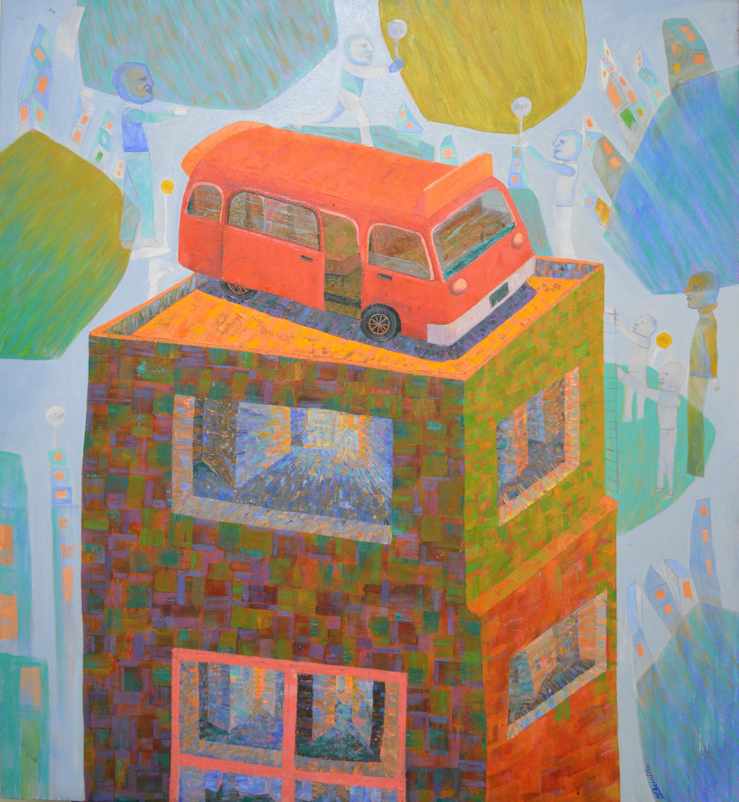 Unexpected bus station, 2018. Oil on canvas- 80x60cm(31x23in)