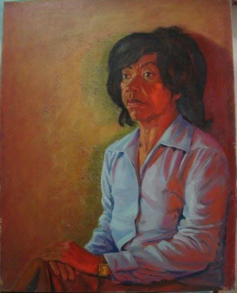 Portrait with red light(Painting from life) Oil on canvas100x80cm(39x31in)