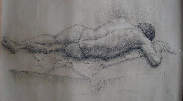 Figure drawing (drawing from life) charcoal on paper-120 x150cm (47x59in)