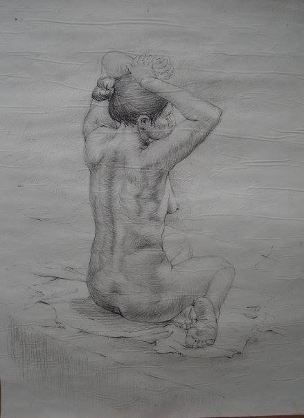 Figure drawing (drawing from life)  charcoal on paper-150x120cm (59x47in)