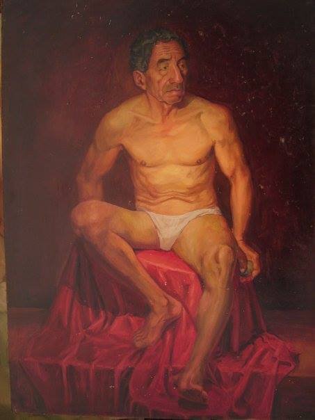 Human figure painting (Painting from life), Oil on canvas-150x120cm (59x47in)