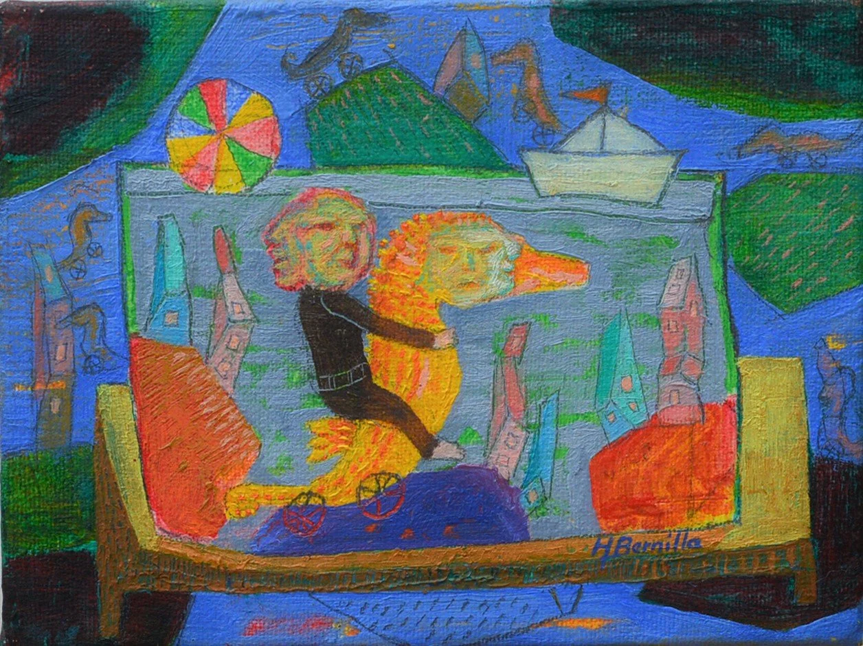 Aquarium, Oil on canvas- 7.5 cmx 10cm 