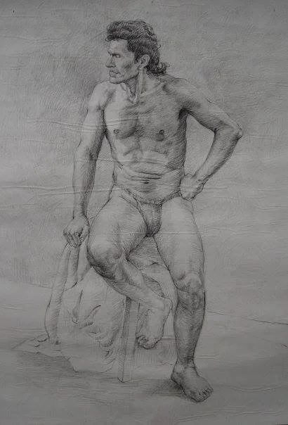 Figure drawing (drawing from life) charcoal on paper-150x120cm (59x47in)