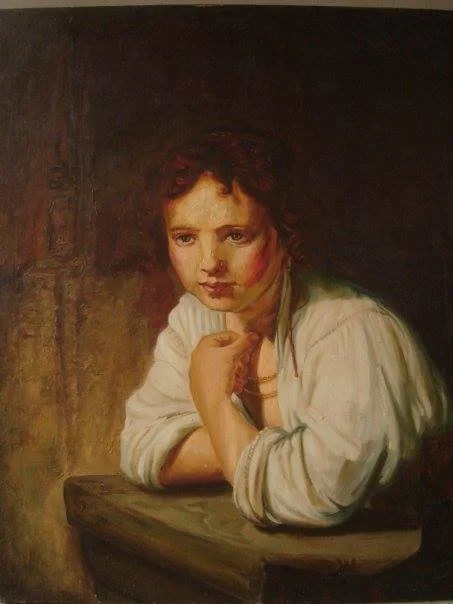 Portrait (Copied from photo), Oil on canvas-100x80cm (39x31in)
