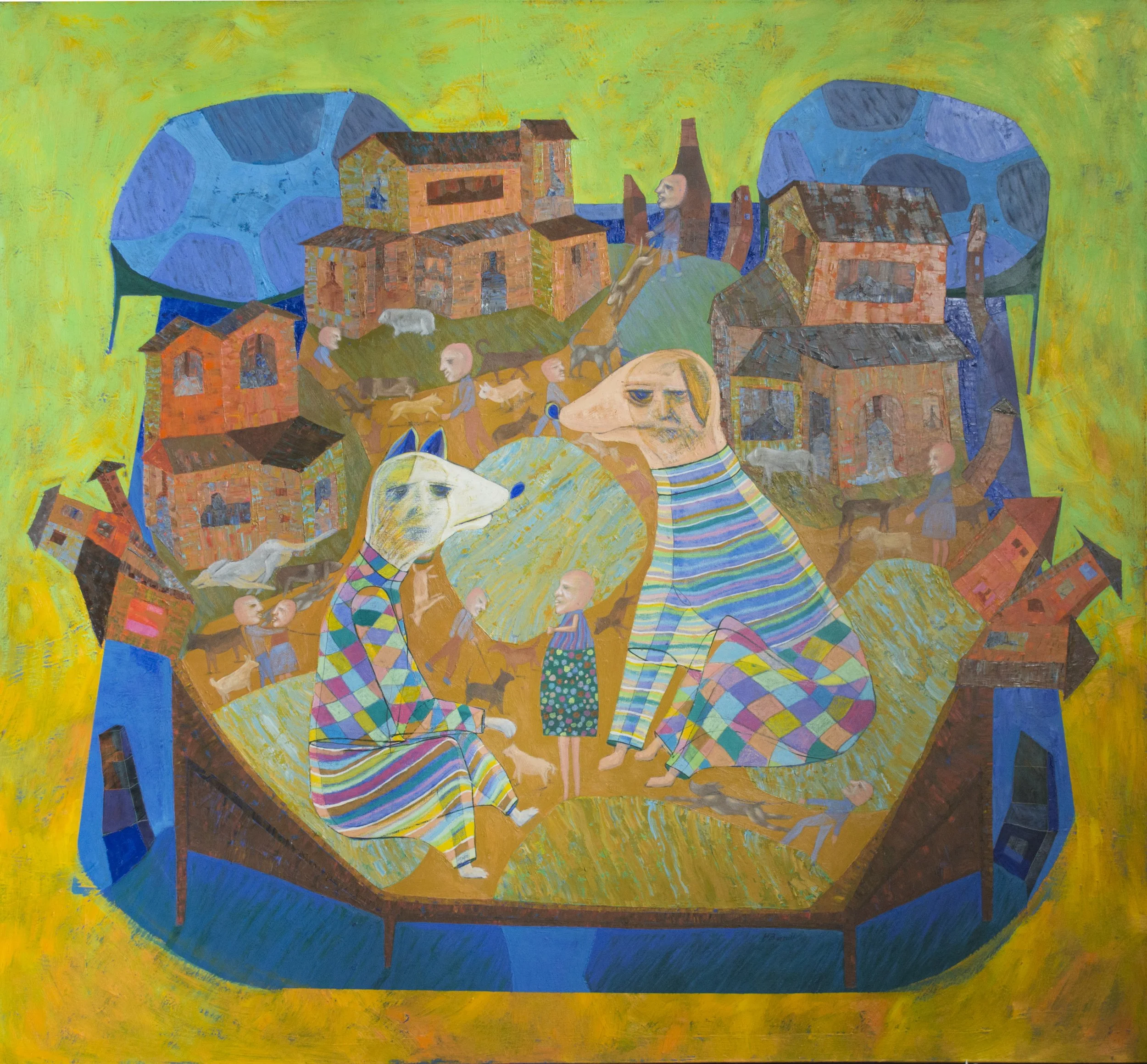 Business deal, 2019. Oil on canvas - 130x150 cm (51x59in)