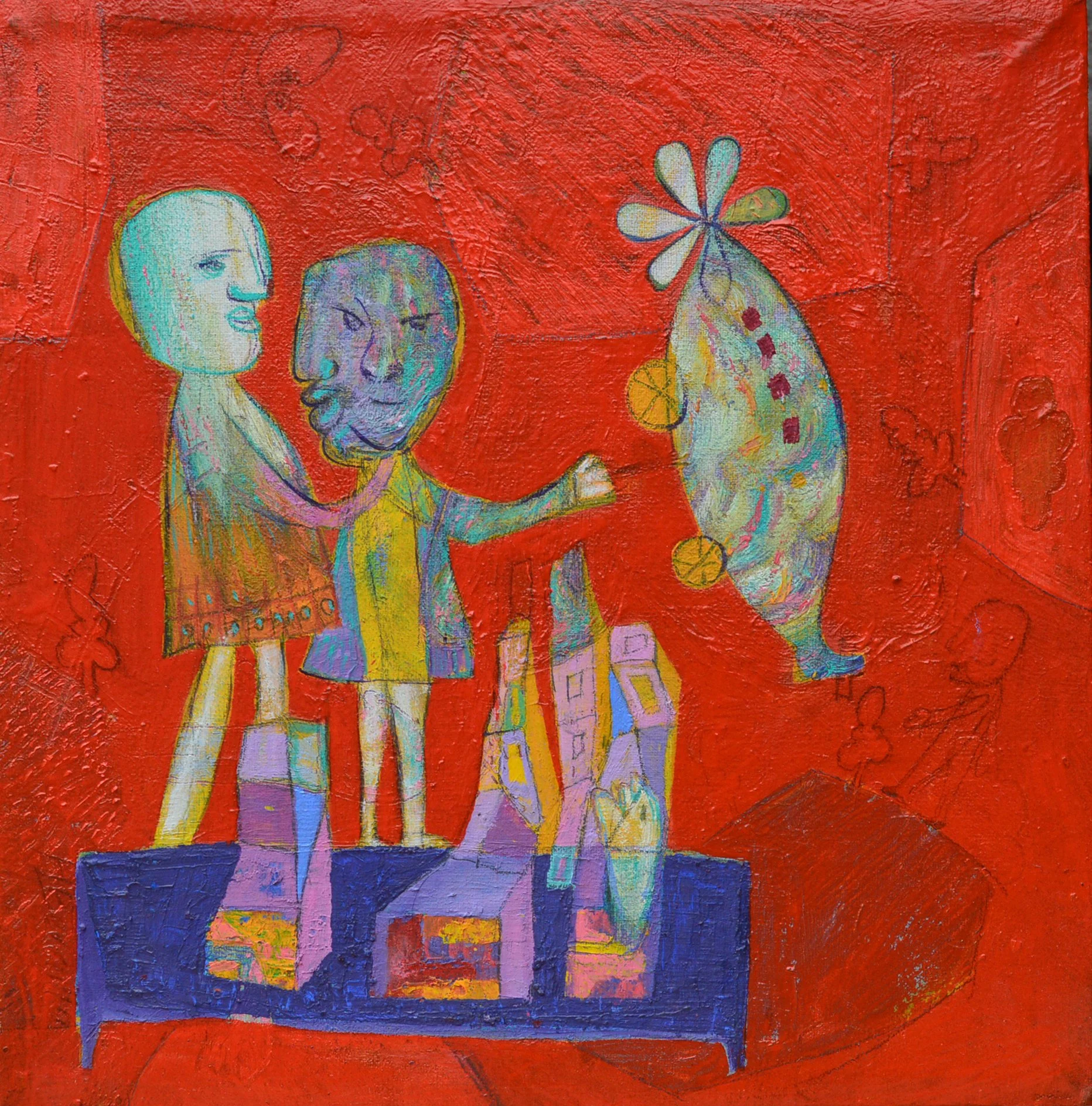 Games of seductions,
Oil on canvas- 20 cm x20 cm 