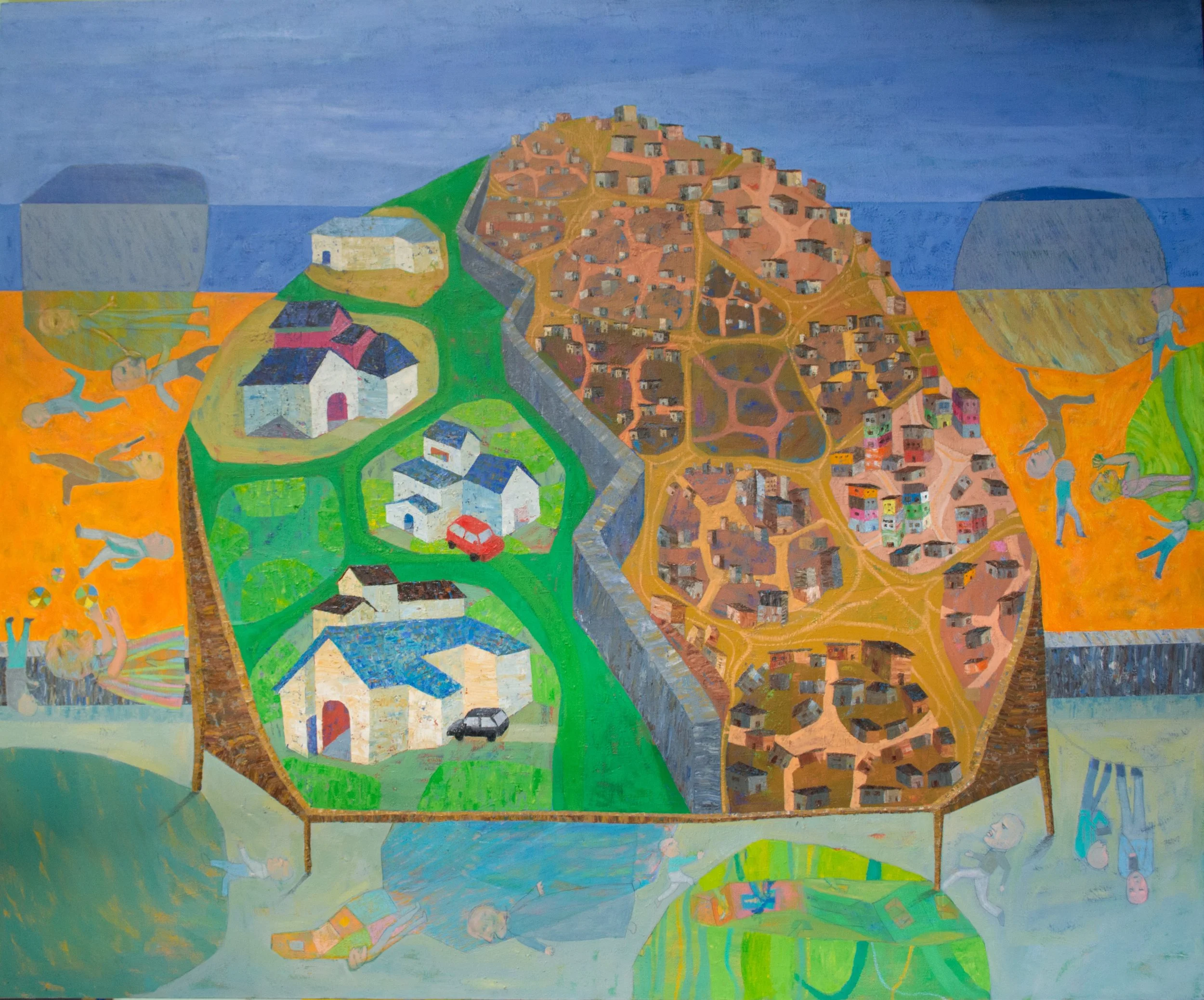 The line that divides us. 2018, oil on canvas- 130 cm x 150 cm (51 x 59in)