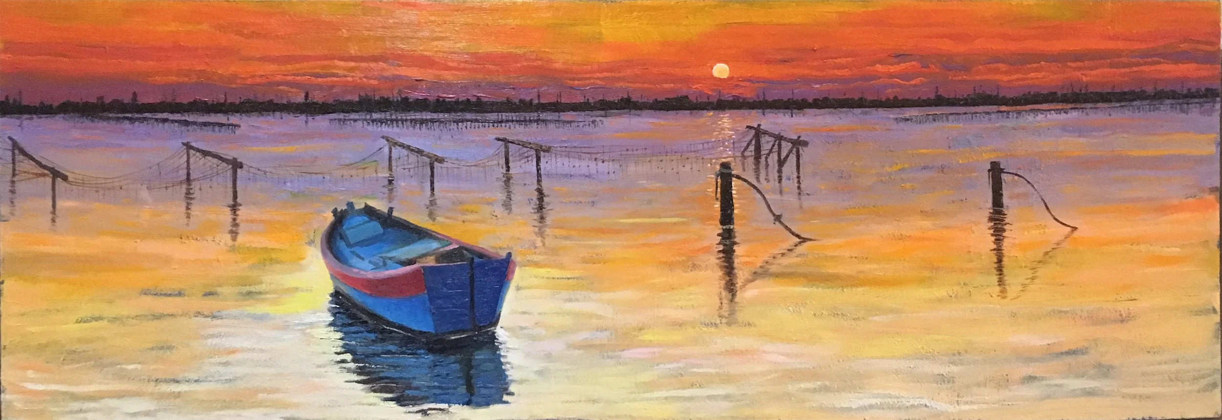 Sunset, Oil on canvas- 60x180cm (23.6x70.8in)