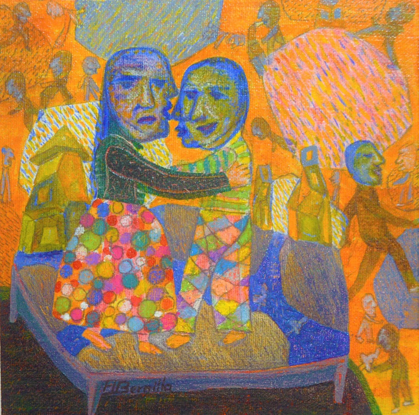 Taking out loneliness, Oil on canvas - 10cm x 10 cm 