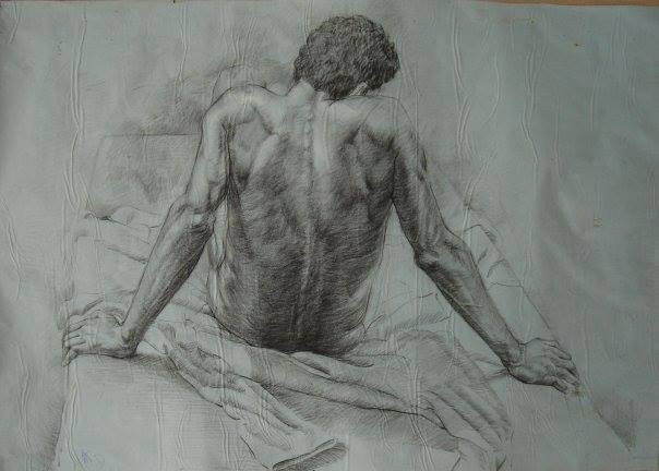Figure drawing (drawing from life)  charcoal on paper-150x120cm (59x47in)