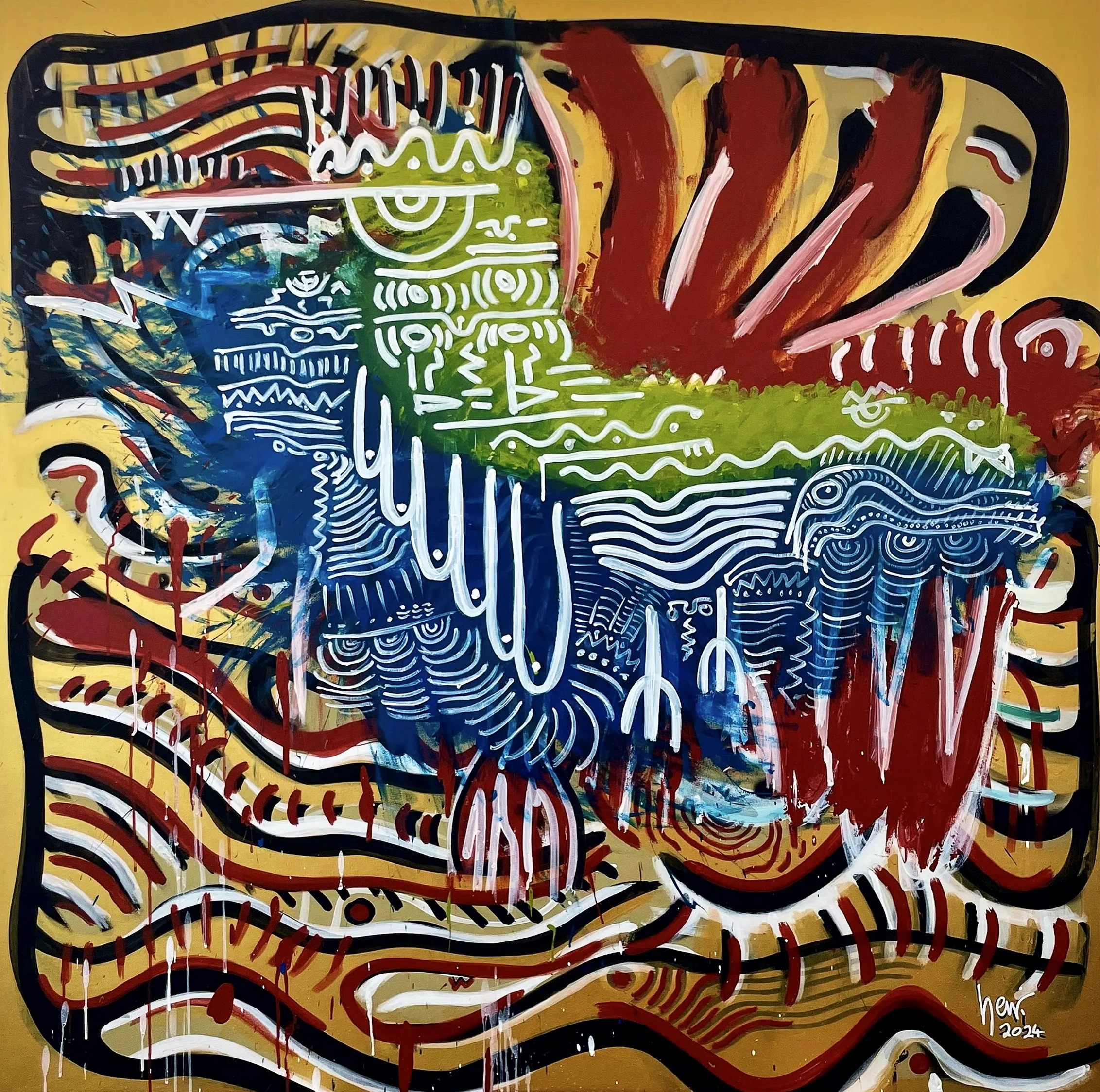 Chicken fury | 140cm x 140cm | 2024 | Acrylic on canvas | AVAILABLE