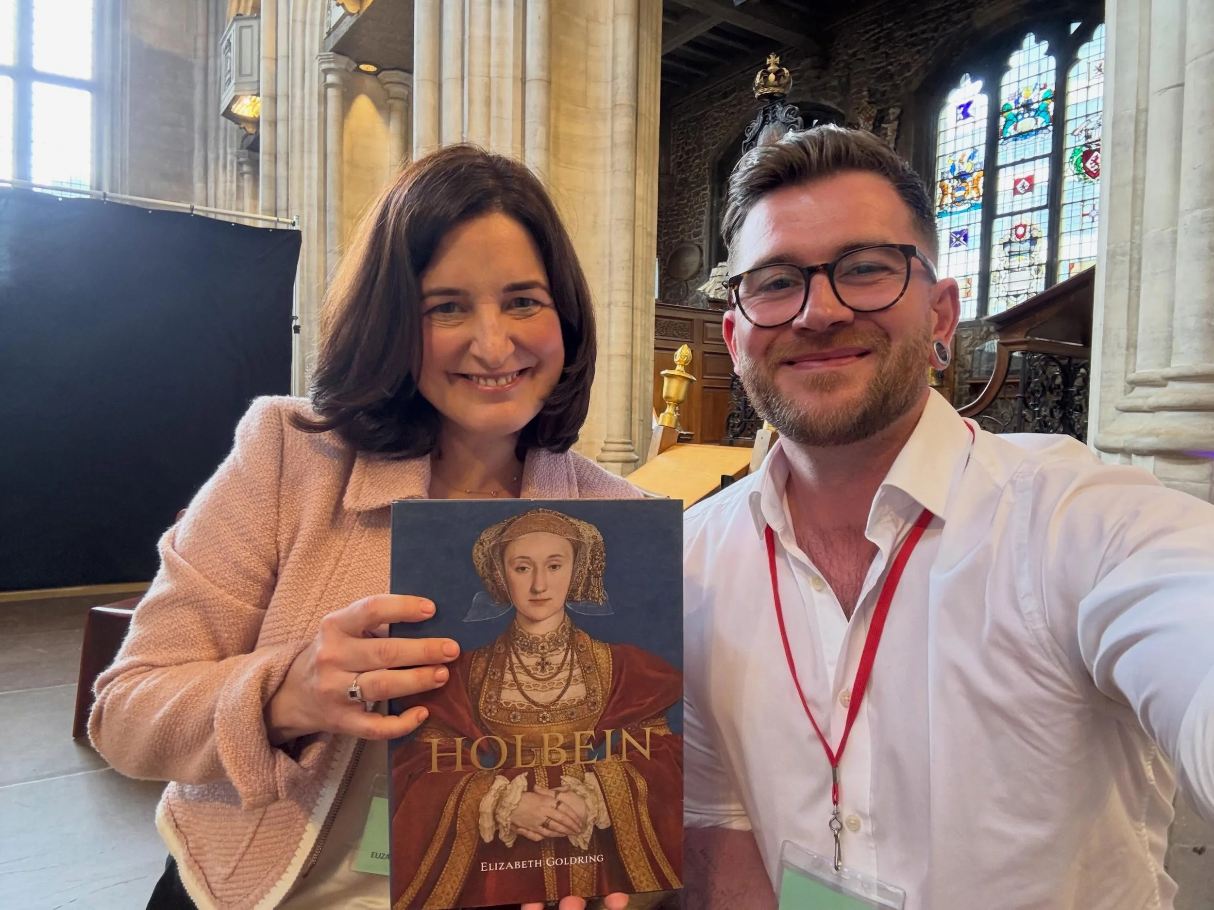 A joy to sign copies of &lsquo;Holbein: Renaissance Master&rsquo; today @wolfhallweekend - and icing on the cake to get to meet Alfred R J Hawkins (@alfredrjhawkins_history) and Sir Diarmaid MacCulloch. This year&rsquo;s &rsquo;Wolf Hall Weekend&rsqu