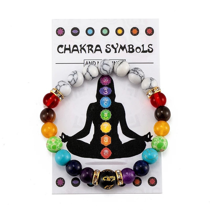 Double Rainbow White Turquoise Chakra Bracelet