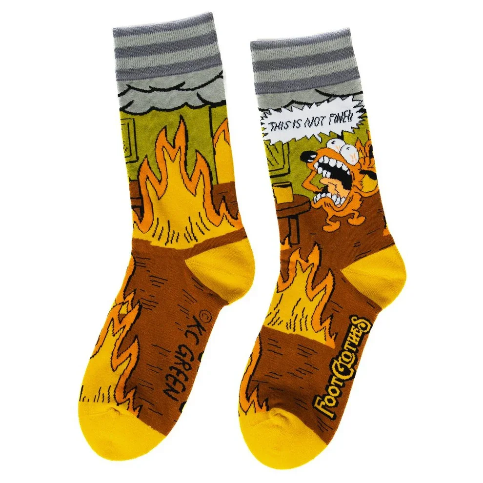 This Is Fine. Also, Not Fine Crew Socks