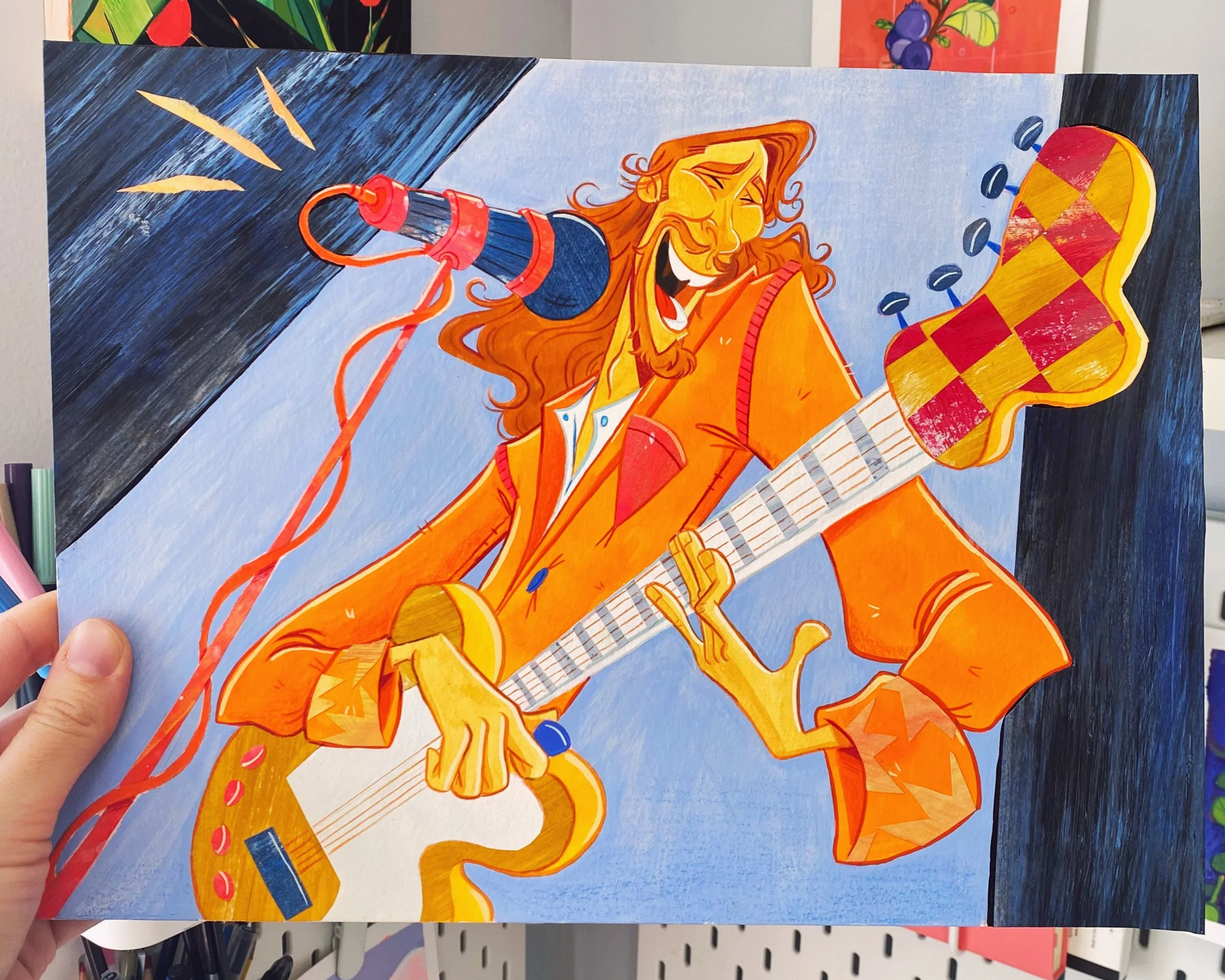Collage and gouache mixed media piece of Hozier the singer