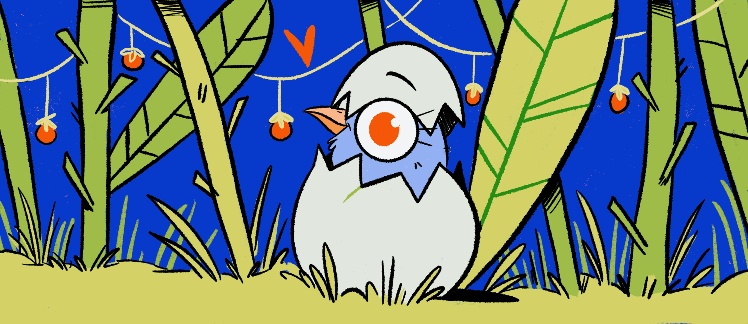 Animated illustration of a baby pigeon, illustration used for my patreon tier badge