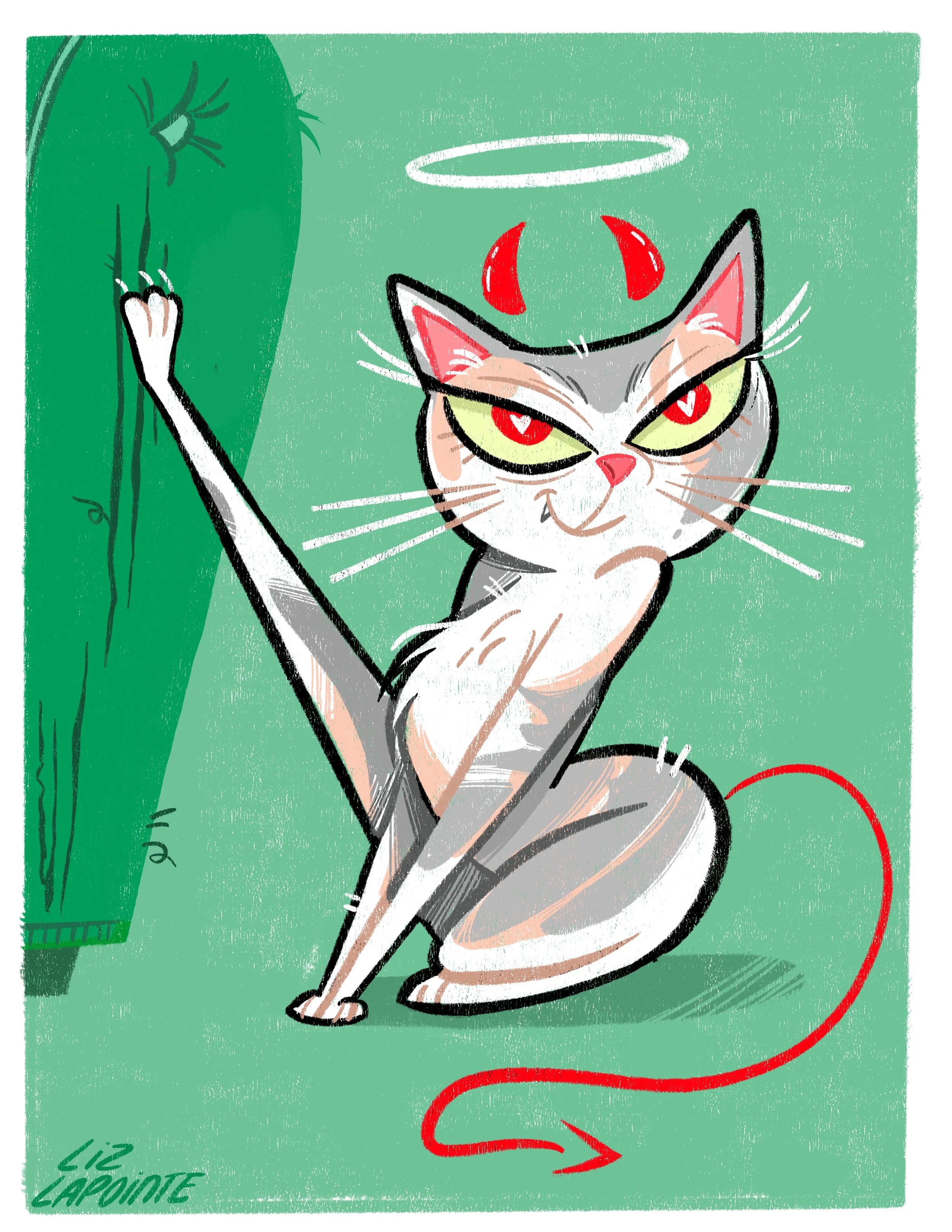 Retro illustration of a sassy cat