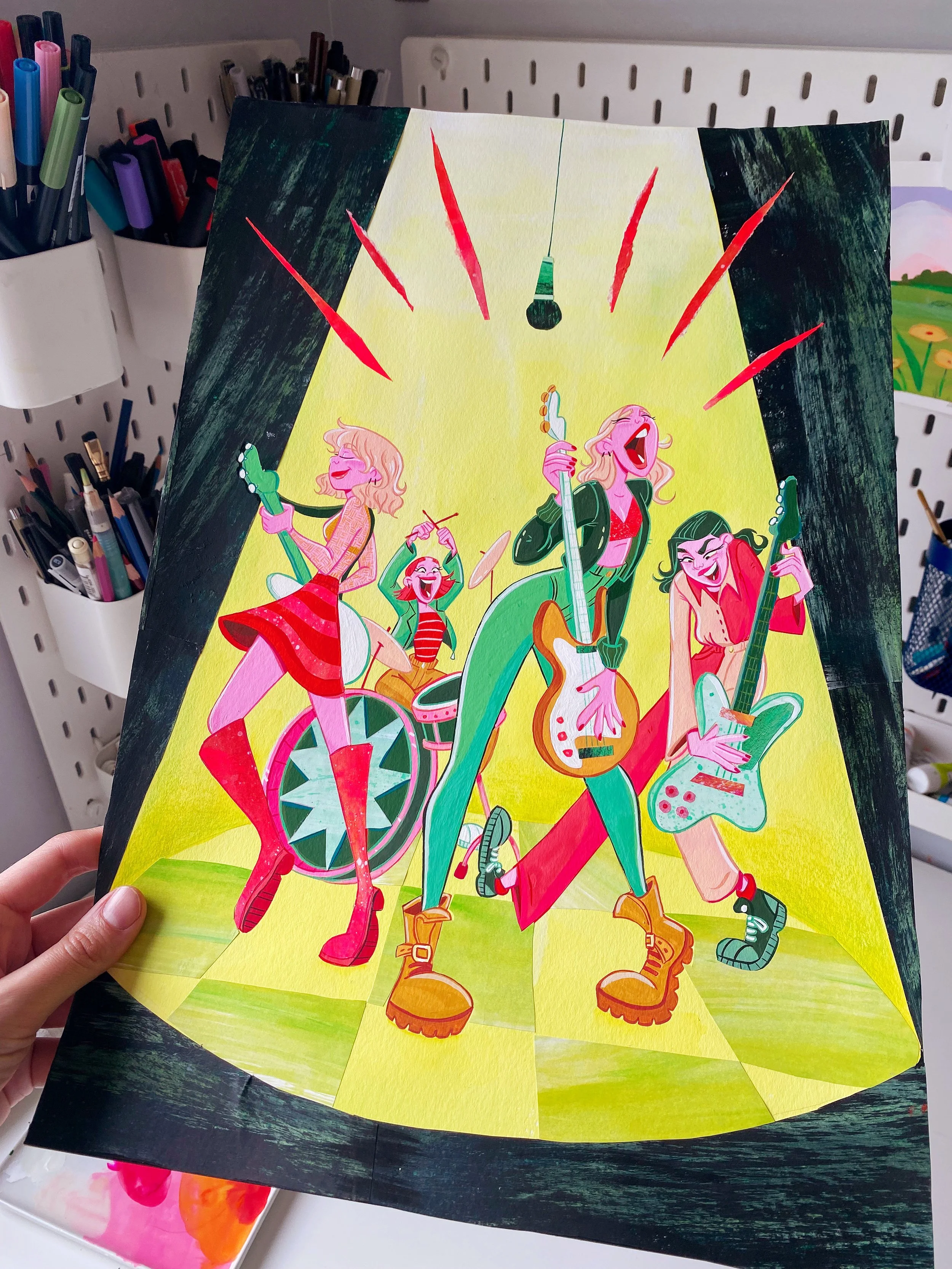 Collage and Gouache illustration based off the Beaches band