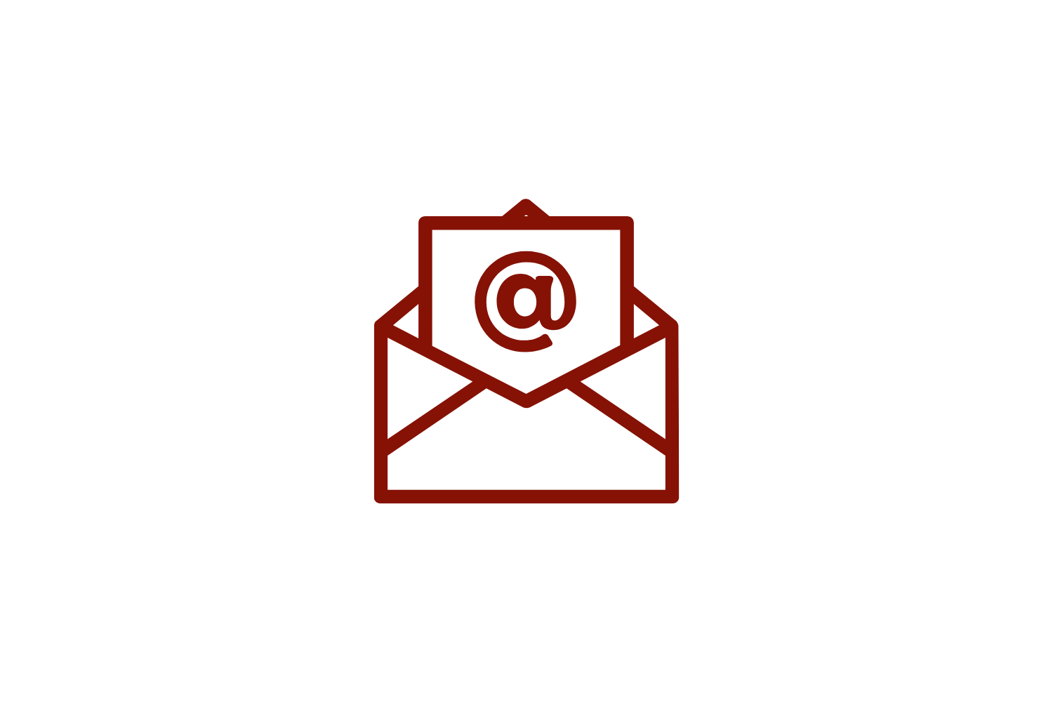 Icône d'une enveloppe avec un symbole at (@) à l'intérieur, représentant un email ou une communication électronique.