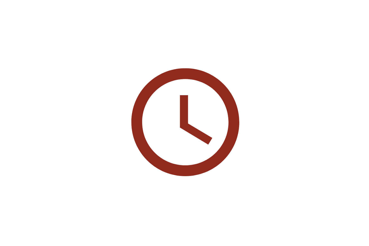Horloge rouge avec un cadran simple indiquant l'heure