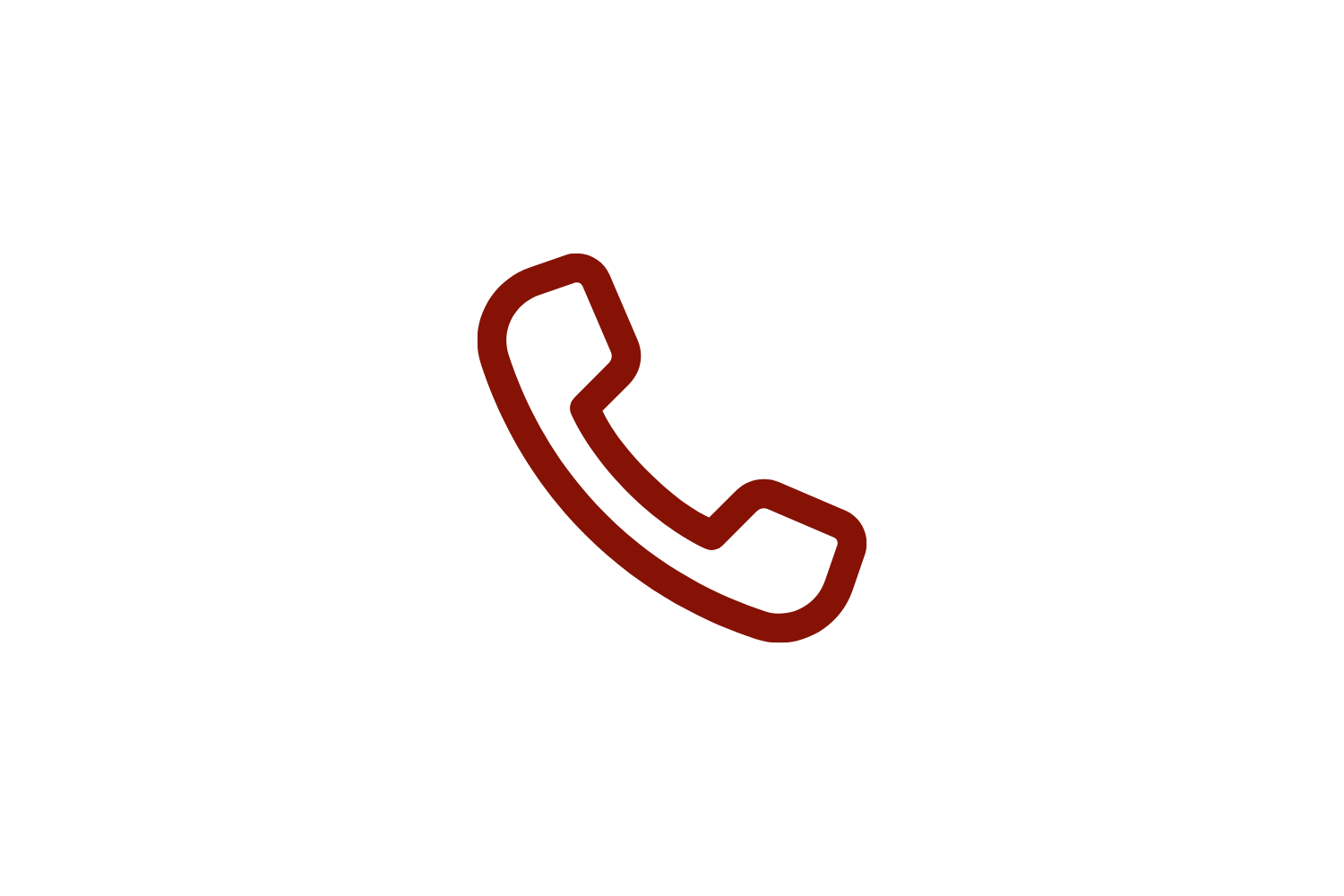 Icôn de téléphone fixe en rouge sur fond noir.