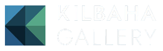 Logo of Kilbaha Gallery with stylized geometric shapes and text.
