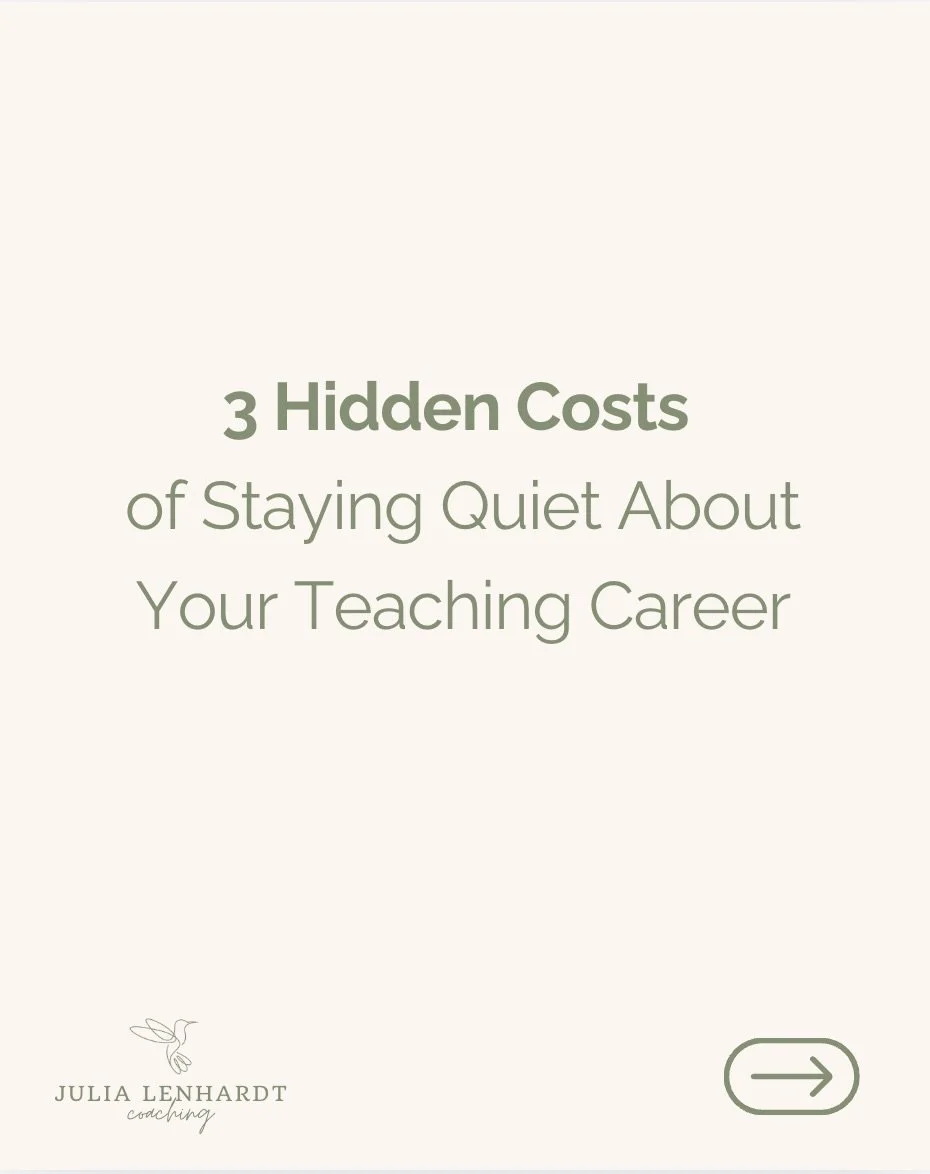 Many teachers stay quiet about how drained or unsure they feel. And that silence has costs:

&bull; Resentment grows slowly but steadily
&bull; Energy that could go to your family, hobbies, or self-care leaks away
&bull; Self-doubt increases when you
