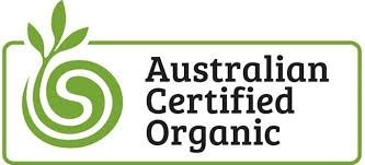 Australian Certified Organic logo with green leaf and swirl design.