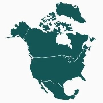 Map of North America with country borders outlined.