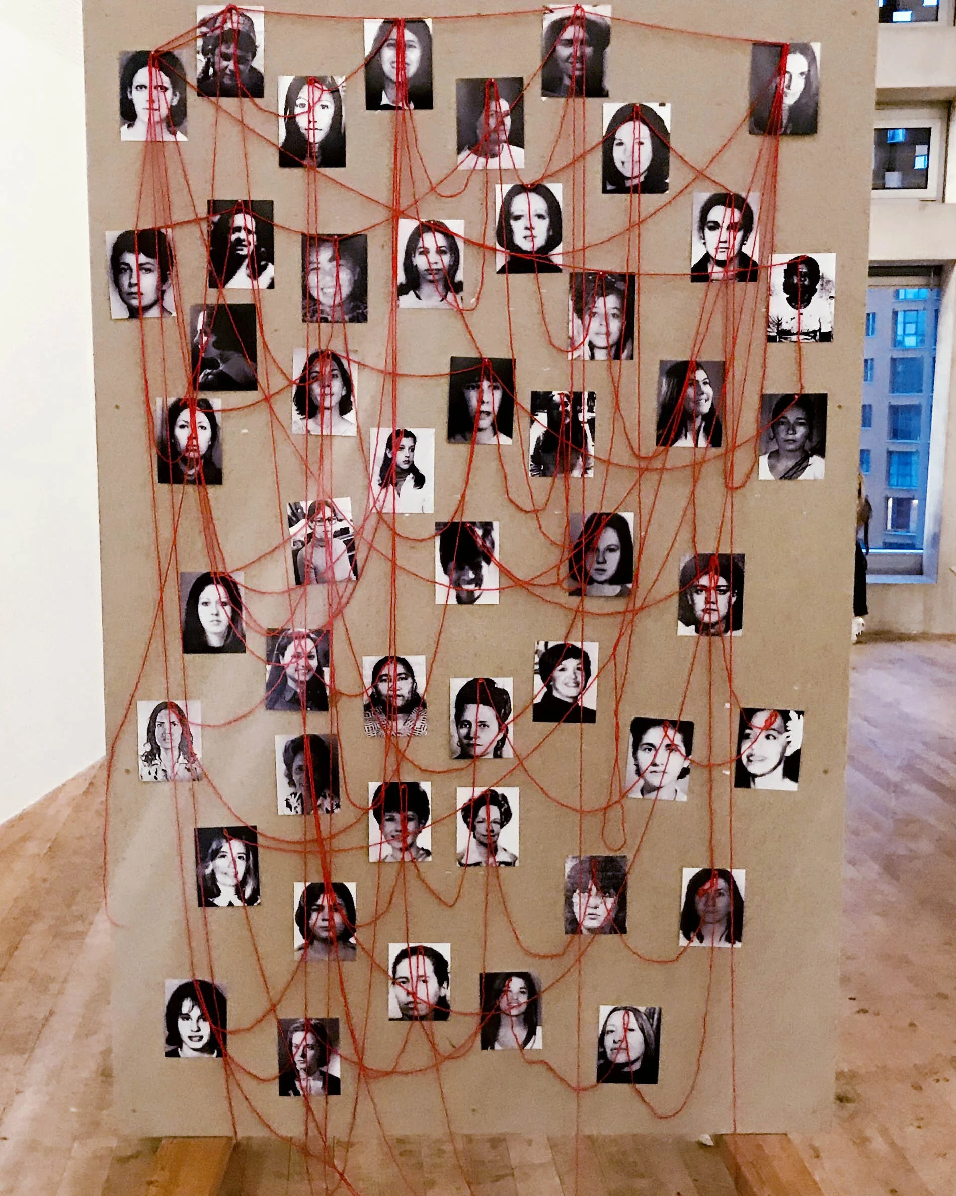 2020 at Tate Musem. Mapping – found photography and yarn.