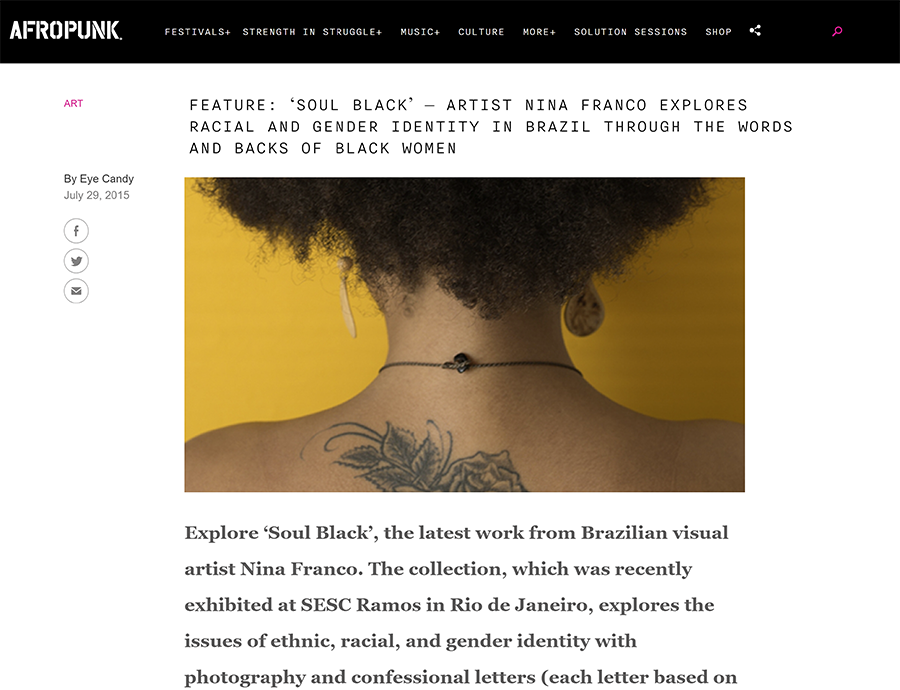 AfroPunk: ‘Nina Franco explores racial and gender identity in Brazil.’