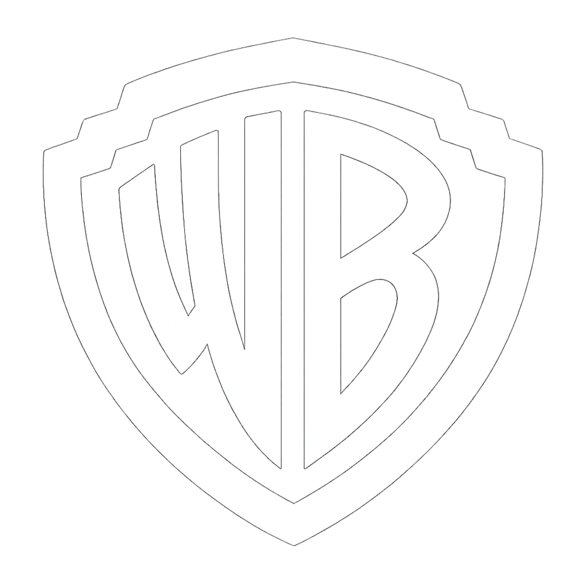 Digital graphic of a 3D cube with the Warner Bros logo inside, featuring intricate lines and colorful digital distortions.