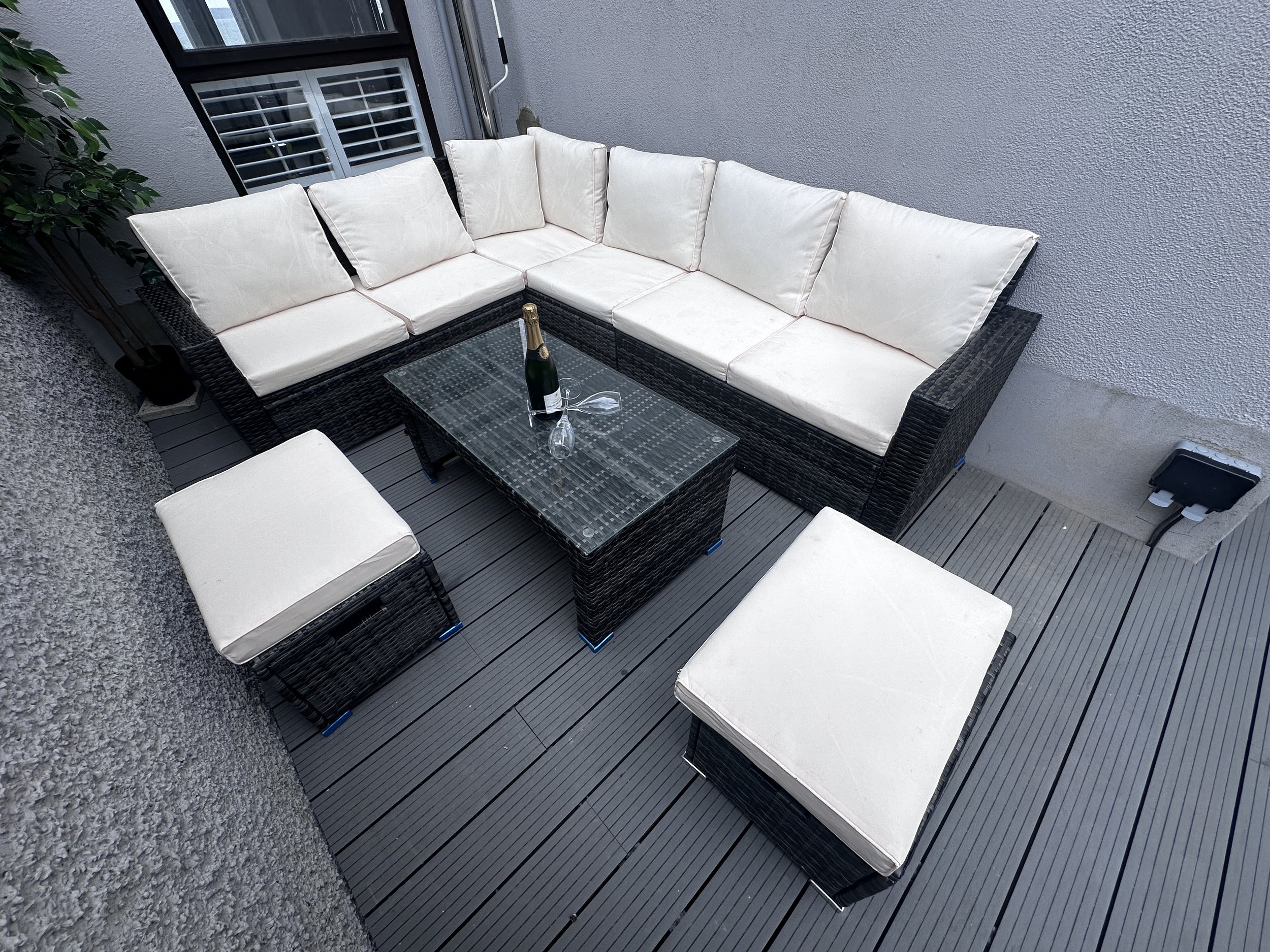 Outdoor deck, catches the sun from late morning until late afternoon