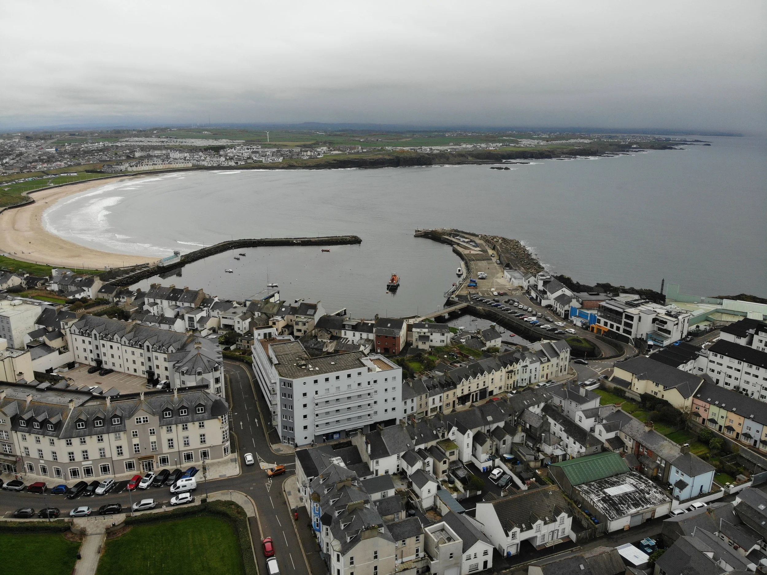 Arial View of the other side of Portrush. The West Bay. We overlook the East Bay