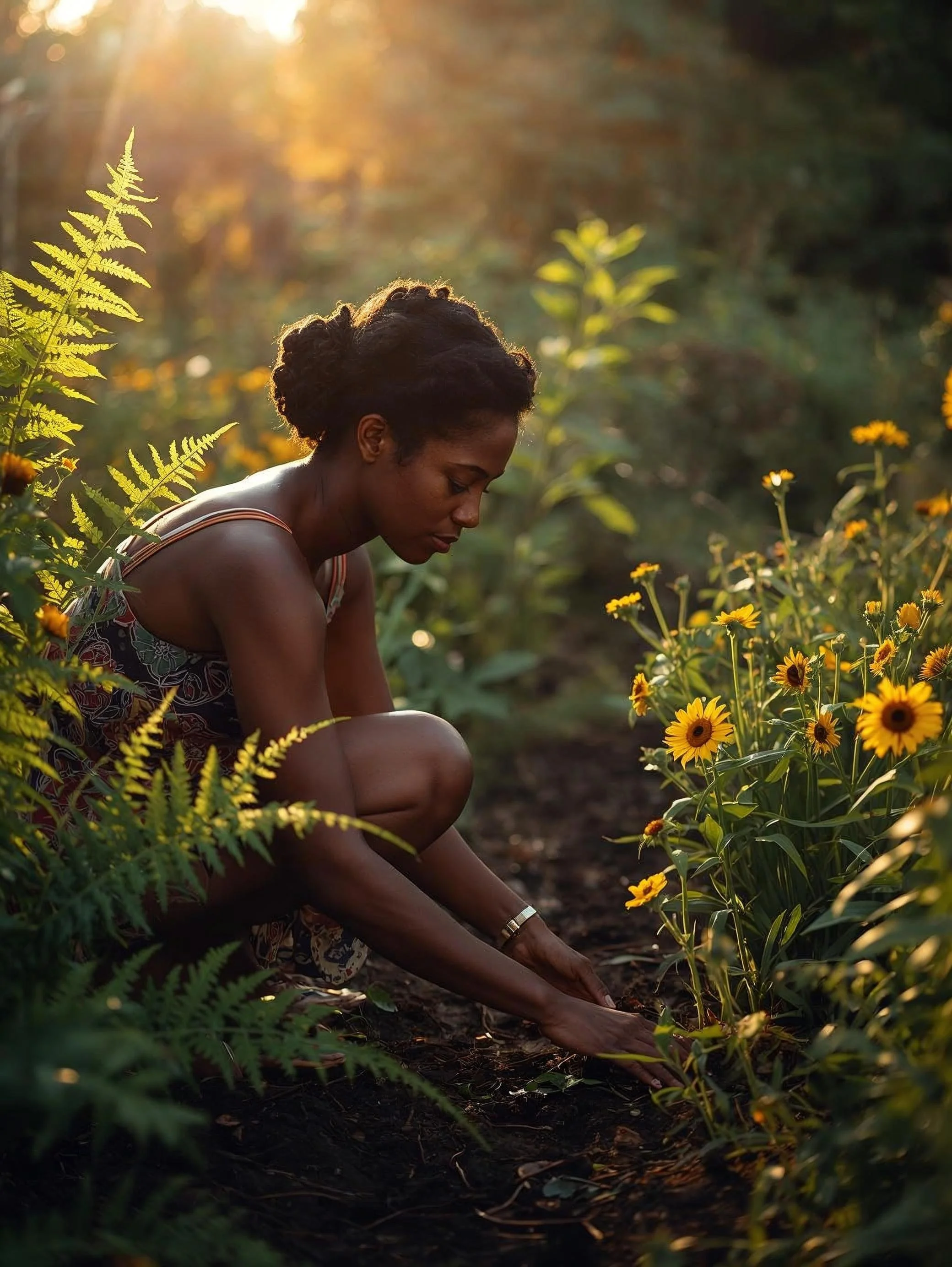 slow-living-woman-tending-garden