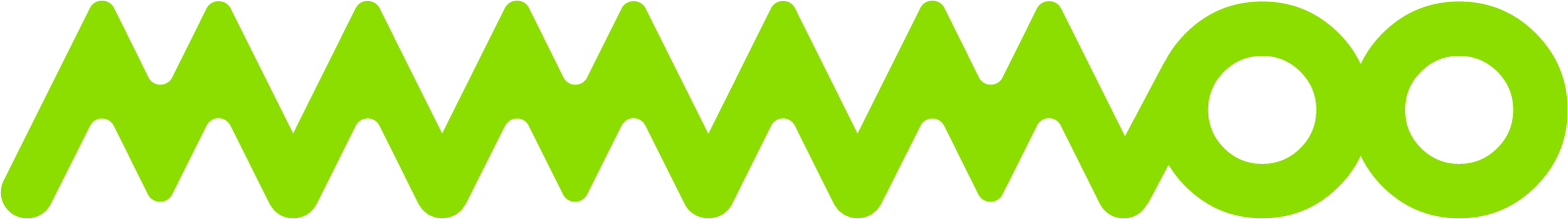 Bright green, stylized text spelling 'Mow' with jagged edges, set on a transparent background.