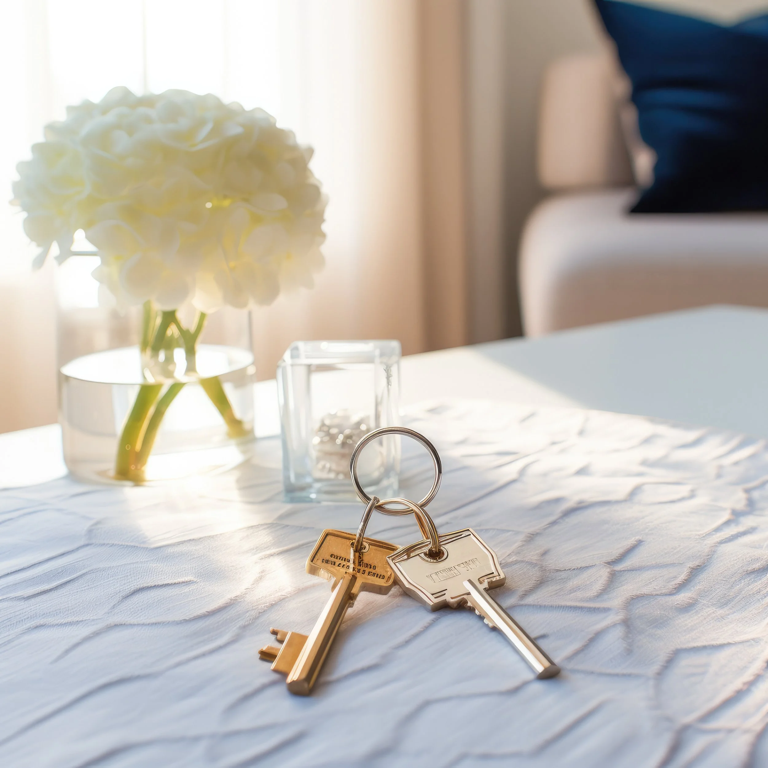 Mobile notary services in New Jersey – document signing setup with keys and paperwork