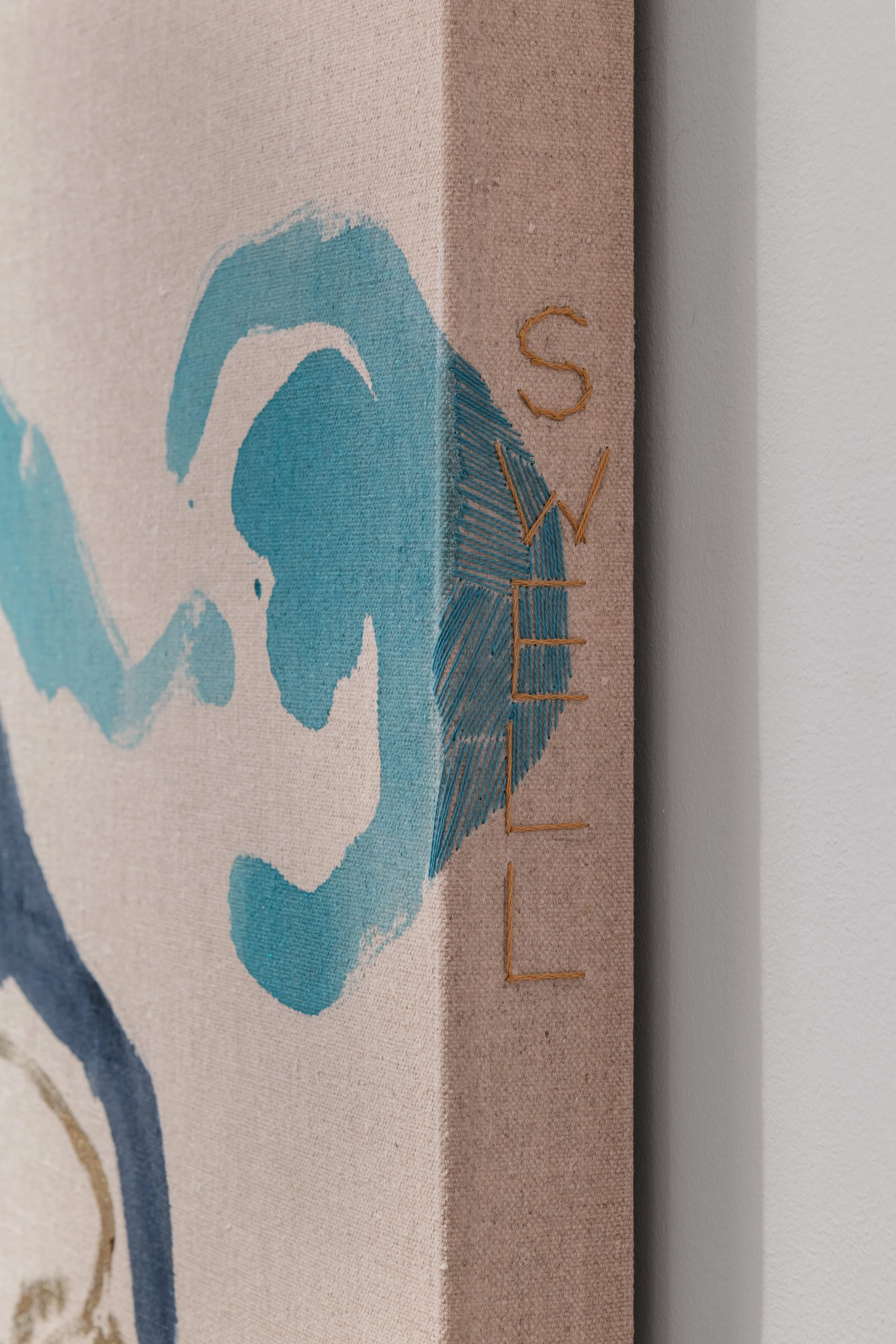 Sea Swell, 2025
Acrylic and embroidery on linen
91.5 x 91.5 cm
36 x 36 in